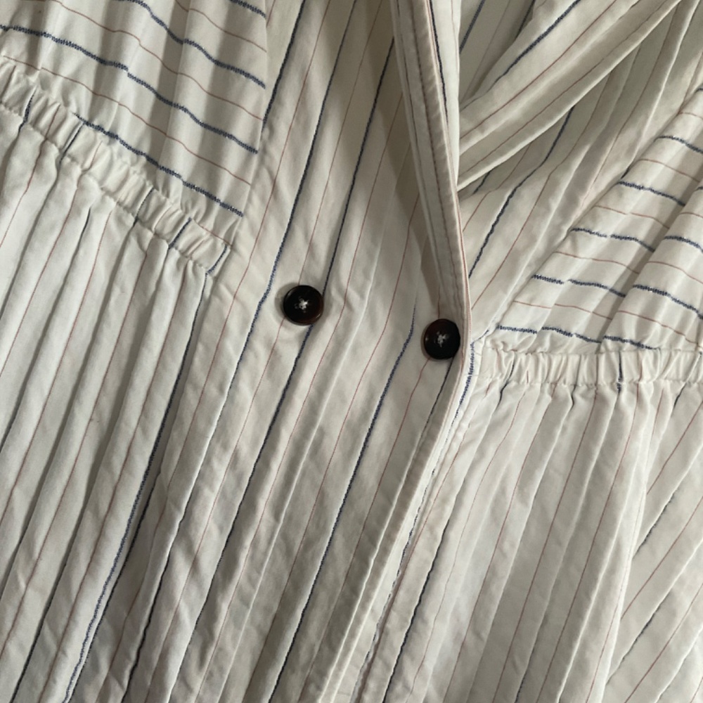FREE PEOPLE Women's Double Breasted Blazer Jacket Size S white pinstriped - Picture 7 of 11